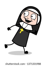 Runner - Cartoon Nun Lady Vector Illustration﻿