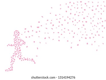 Runner and cherry blossom petals