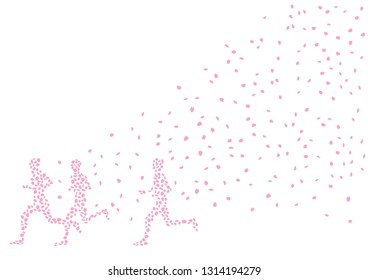 Runner and cherry blossom petals