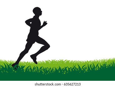 runner in the countryside, Vector poster background
