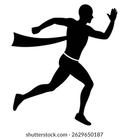Runner Crossing Finish Line Silhouette