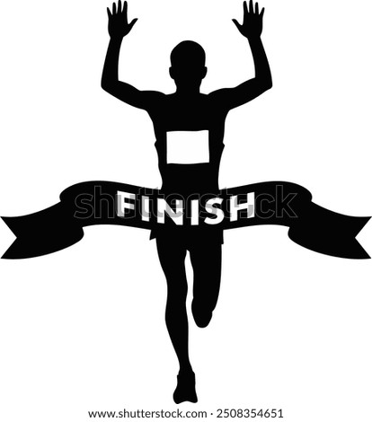 runner crossing finish line vector silhouette