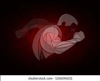 Runner is a dark jogging, sprinter, Athlete vector. Runner background