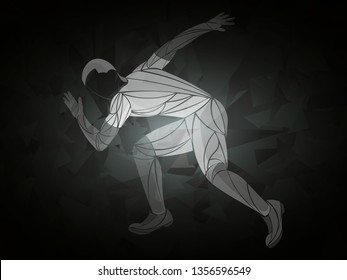 Runner is a dark jogging, sprinter, Athlete vector. Runner background