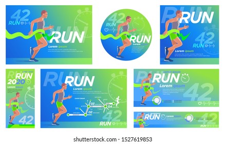 Runner  Design presentation 1 Vertical web banner booklet. Training, advertising, motivation event, print, advertising marathon