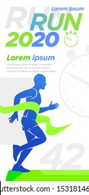 Runner Design presentation Vertical web banner booklet. Training, advertising, motivation event, print, advertising marathon.