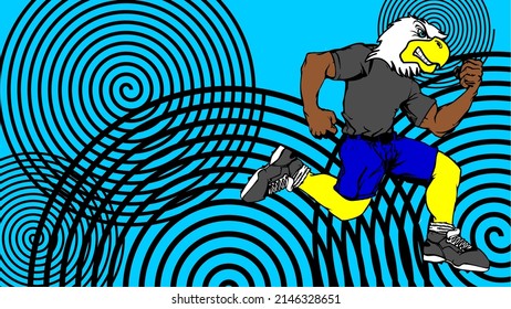 ilustración de fondo de la caricatura del águila del corredor en formato vectorial