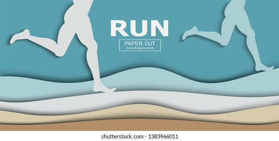 Runner feet in motion jogging and running concept silhouettes sports background Vector illustration.