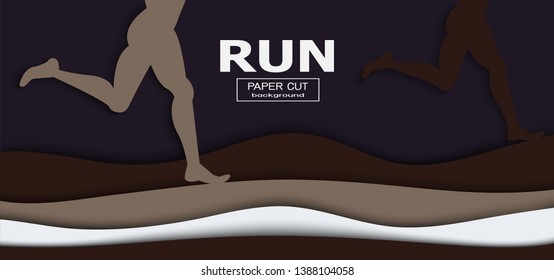 Runner feet in motion jogging and running concept silhouettes sports background Vector illustration.