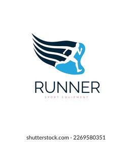 Runner flag logo designs template vector for brand or company and other