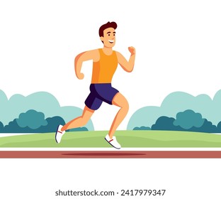 runner flat cartoon character illustration