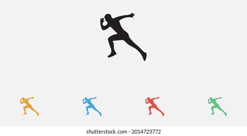 Runner flat icon. Running man vector silhouette. Run concept, shadow. Sprinter. Set of colorful flat design icons 