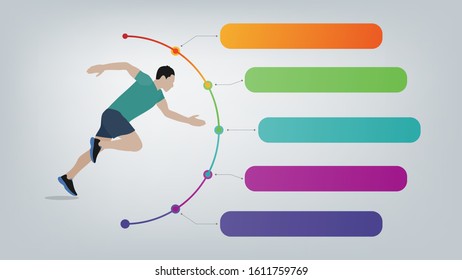 Runner flat infographic with blank text boxes illustration vector