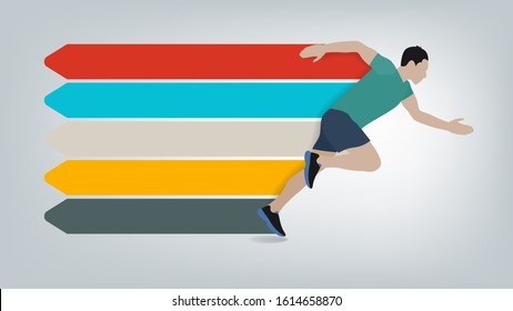 Runner flat infographic with blank text boxes illustration vector