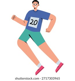 Runner flat multi color illustration