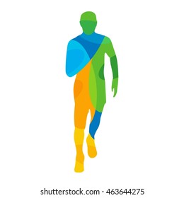 Runner. Front view. Abstract colorful vector illustration. For poster, label, banner, web and Brazil Summer 2016 Games Rio de Janeiro. Isolated on white background