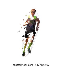 Runner, Front View Isolated Polygonal Vector Illustration, Abstract Geometric Drawing Of Marathon Runner In Orange Shirt