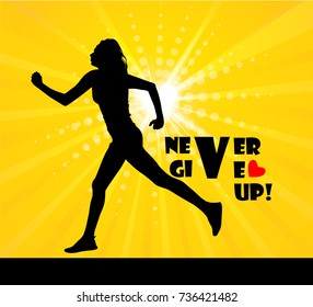 Runner girl silhouette.  Do not stop. Vector