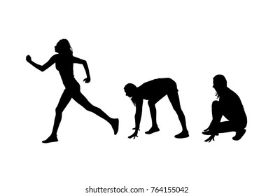 Runner girl silhouette. Vector