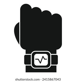 Runner hand watch icon simple vector. Heart rate measurement. Smart social