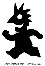 Runner happy stencil black, vector illustration, vertical, isolated