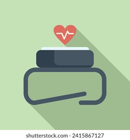 Runner heart rate icon flat vector. Sport smartwatch. Fitness health
