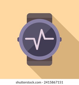 Runner heart rate watch icon flat vector. Digital app. Workout sport