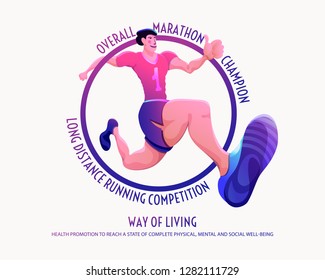 Runner at high speed moving to the finish. Healthy lifestyle. Athlete on the competition or marathon. Useful to design sports banners, icons, backgrounds and posters.