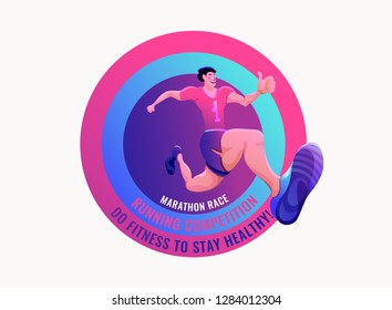 Runner at high speed moving to the finish. Healthy lifestyle. Athlete on the competition or 
marathon. Useful to design sports banners, icons, backgrounds and posters.