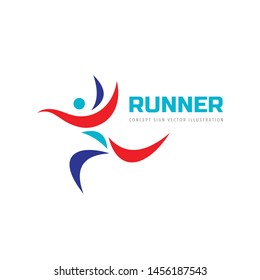 Runner human - concept business logo design. Sport fitness creative sign. Vector illustration.