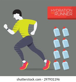 Runner With Hydration Bottles Vector Illustration
