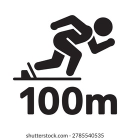 runner icon with 100m text on white background