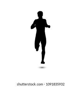 Runner icon. Black isolated  silhouette on white background  