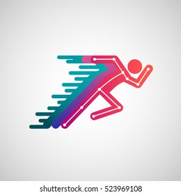 Runner icon logo fast running bones joints colorful 