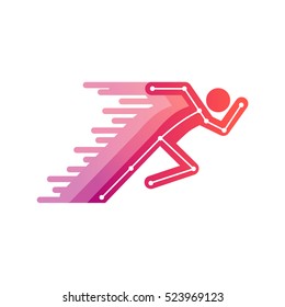 Runner icon logo fast running bones joints colorful pink