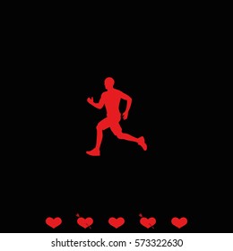 Runner icon. Man run marathon silhouette.