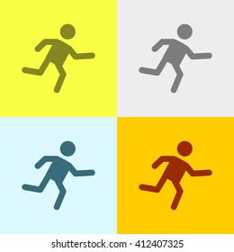 Runner Icon on Four Different Backgrounds. Eps-10.