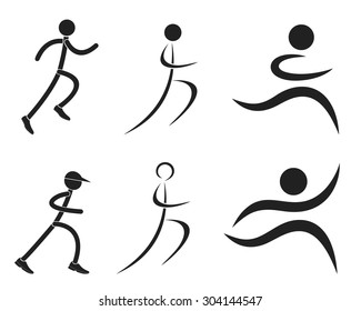 Runner icon set. Isolated runner on white background