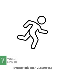 Runner icon. Simple outline style. Man run fast, race, sprint, sport concept. Thin line vector illustration isolated on white background. EPS 10.