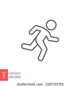 Runner Icon. Simple Outline Style. Man Run Fast, Race, Sprint, Sport Concept. Thin Line Vector Illustration Isolated On White Background. Editable Stroke EPS 10.