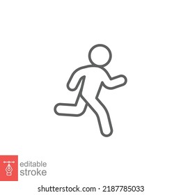 Runner icon. Simple outline style. Man run fast, race, sprint, sport concept. Thin line vector illustration isolated on white background. Editable stroke EPS 10.