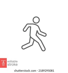 Runner Icon. Simple Outline Style. Man Run Fast, Race, Sprint, Sport Concept. Thin Line Vector Illustration Isolated On White Background. Editable Stroke EPS 10.