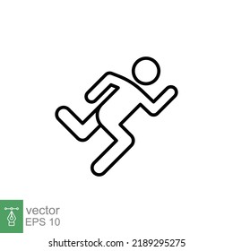 Runner icon. Simple outline style. Man run fast, race, sprint, sport concept. Thin line vector illustration isolated on white background. EPS 10.