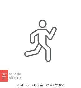 Runner Icon. Simple Outline Style. Man Run Fast, Race, Sprint, Sport Concept. Thin Line Vector Illustration Isolated On White Background. Editable Stroke EPS 10.