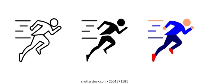 Runner icon. Sprinting athlete vector illustration. Dynamic motion and speed symbol for sports, competition and training. Fitness and agility pictogram.