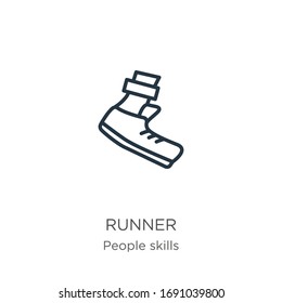 Runner icon. Thin linear runner outline icon isolated on white background from people skills collection. Line vector sign, symbol for web and mobile