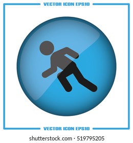 runner icon vector illustration eps10. Isolated badge athlete flat design for website or app - stock graphics