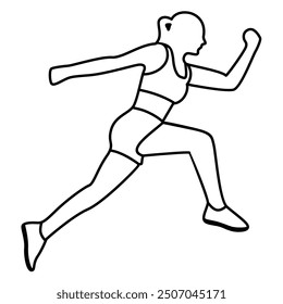 runner illustration line design black and white vector