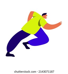 Der Läufer ist einzeln auf weißem Hintergrund. Cartoon Jogging Mann in Bewegung, Vektorgrafik. Der Mensch wird lebendig, der Wettbewerb.