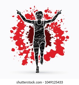 Runner jogger, Athletic Running , the winner designed on splatter color graphic vector